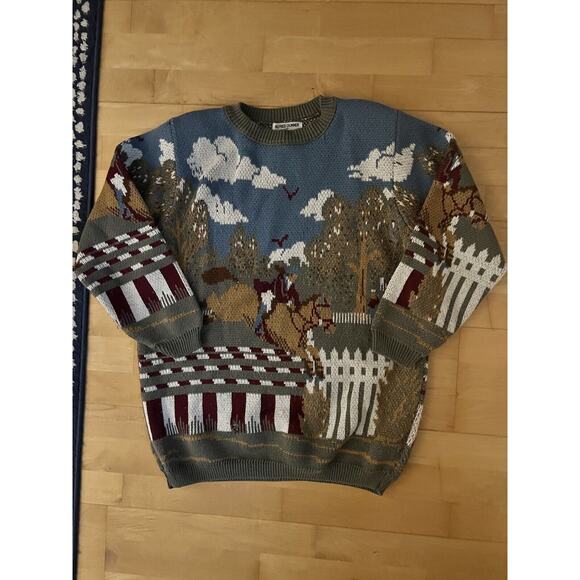 Vintage Alfred Dunner Horse Back Riding Equestrian Western Sweater Small RARE - Picture 1 of 4